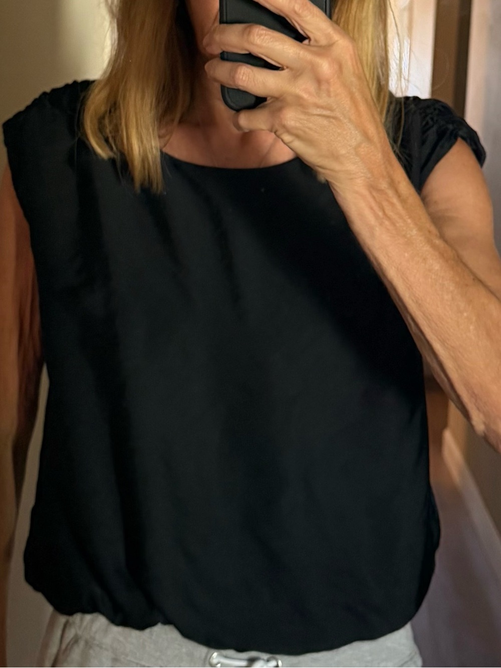 Anthropologie Black Cap-Sleeve Tank Top